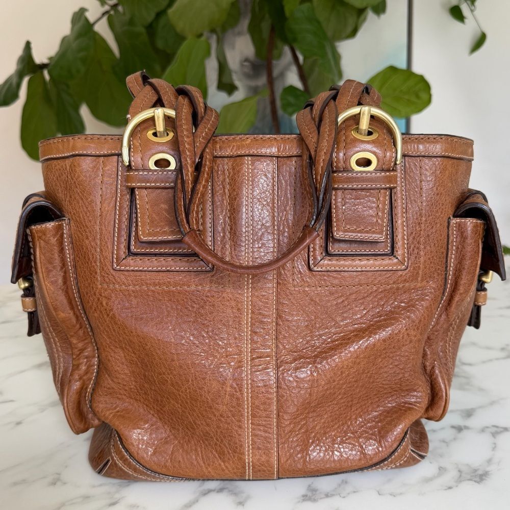 Coach Vintage Y2K Soho Mia Braided Strap Leather Shoulder Tote Bag Tobacco 10049 - Picture 3 of 16